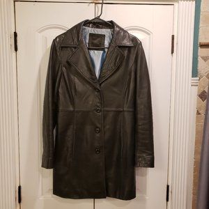 Apt. 9 Black Leather Trench Coat